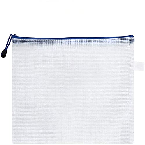 Unifizz A3 Plastic Wallets, Zip Lock Bags Waterproof Clear File Folder Document Mesh Zipper Bag Storage Pouch for School Office Homework Travel, 44 x 31cm, White, 1pcs - Image 1