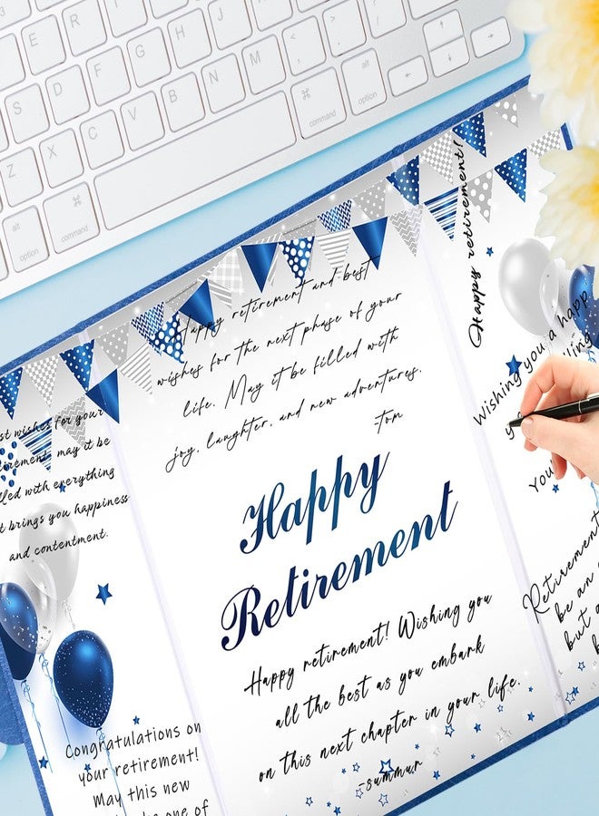 Roetyce Retirement Party Decorations, Blue Silver Retirement Guest Book, Hapyy Retirement Decorations, Best Retirement Gifts for Men Women, Retirement Signature Board, Jumbo Retirement Card Keepsake - Image 4