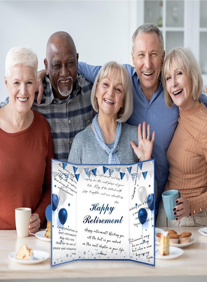 Roetyce Retirement Party Decorations, Blue Silver Retirement Guest Book, Hapyy Retirement Decorations, Best Retirement Gifts for Men Women, Retirement Signature Board, Jumbo Retirement Card Keepsake - Image 5