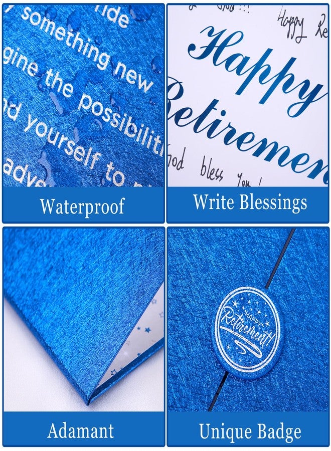 Roetyce Retirement Party Decorations, Blue Silver Retirement Guest Book, Hapyy Retirement Decorations, Best Retirement Gifts for Men Women, Retirement Signature Board, Jumbo Retirement Card Keepsake - Image 3