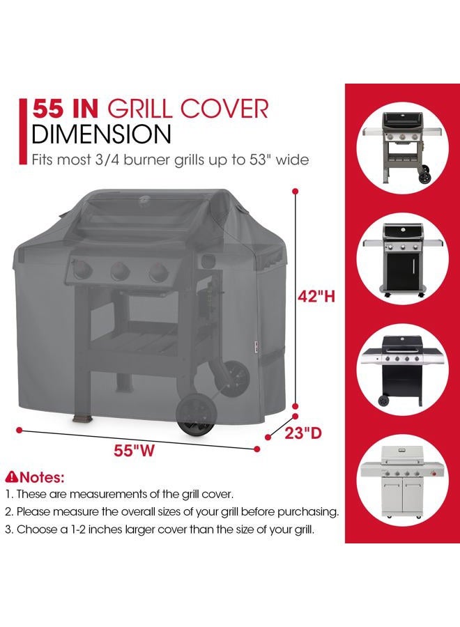 Unicook Grill Cover 55 Inch, Heavy Duty Waterproof BBQ Cover, Fade Resistant BBQ Grill Cover, Compatible with Weber, Char-Broil, Nexgrill and More Grills, Protect Your Grill Like New, Grey - Image 2