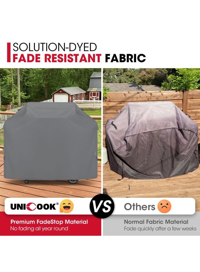 Unicook Grill Cover 55 Inch, Heavy Duty Waterproof BBQ Cover, Fade Resistant BBQ Grill Cover, Compatible with Weber, Char-Broil, Nexgrill and More Grills, Protect Your Grill Like New, Grey - Image 3
