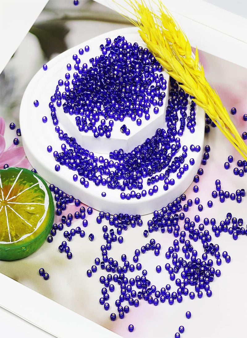 GGOOT Bulk Seed Beads 110 Grams About 350pcs, 3mm 8/0 Glass Craft Beads for Making Earrings, Bracelets, Pendants, Waist Jewelry,DIY Handmade Seed Beads（Royal Blue Silver core）  - Image 3