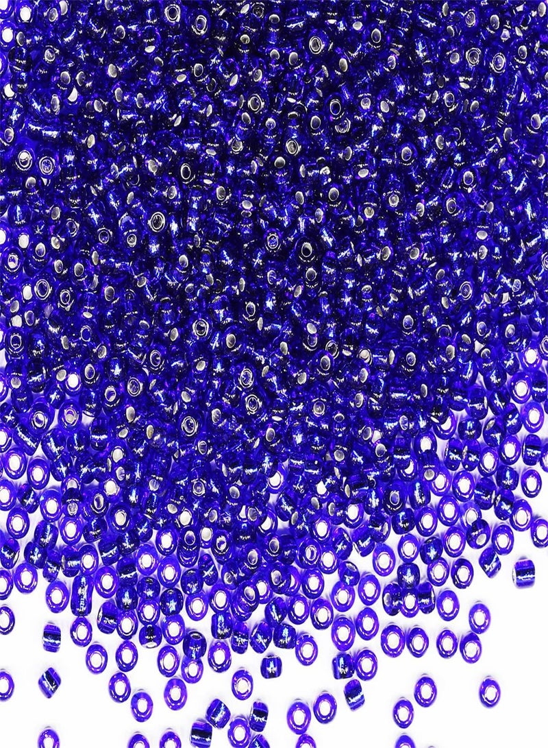 GGOOT Bulk Seed Beads 110 Grams About 350pcs, 3mm 8/0 Glass Craft Beads for Making Earrings, Bracelets, Pendants, Waist Jewelry,DIY Handmade Seed Beads（Royal Blue Silver core）  - Image 1