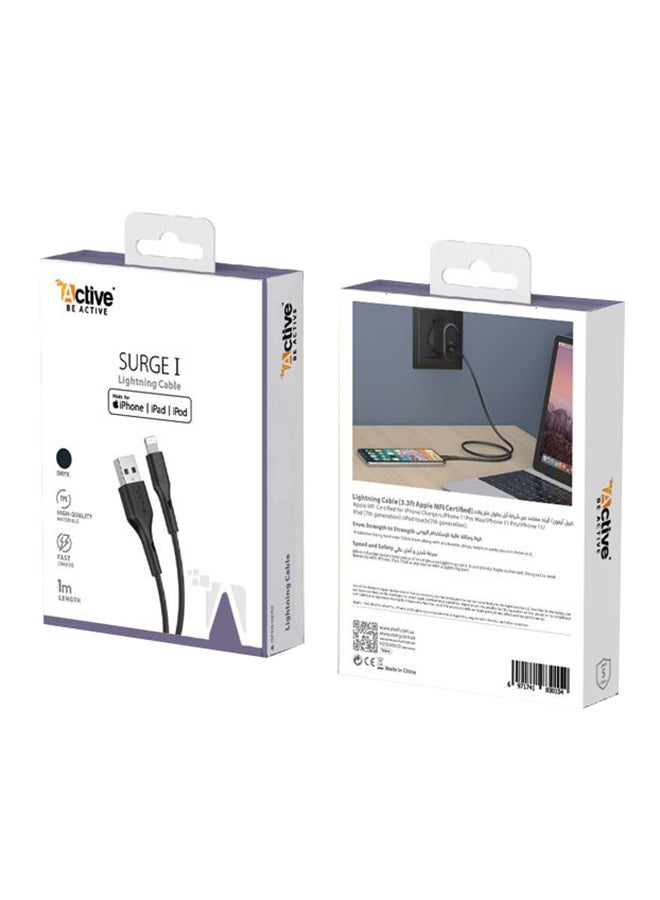 Active Surge I Lightning USB Cable Black Onyx - Image 1