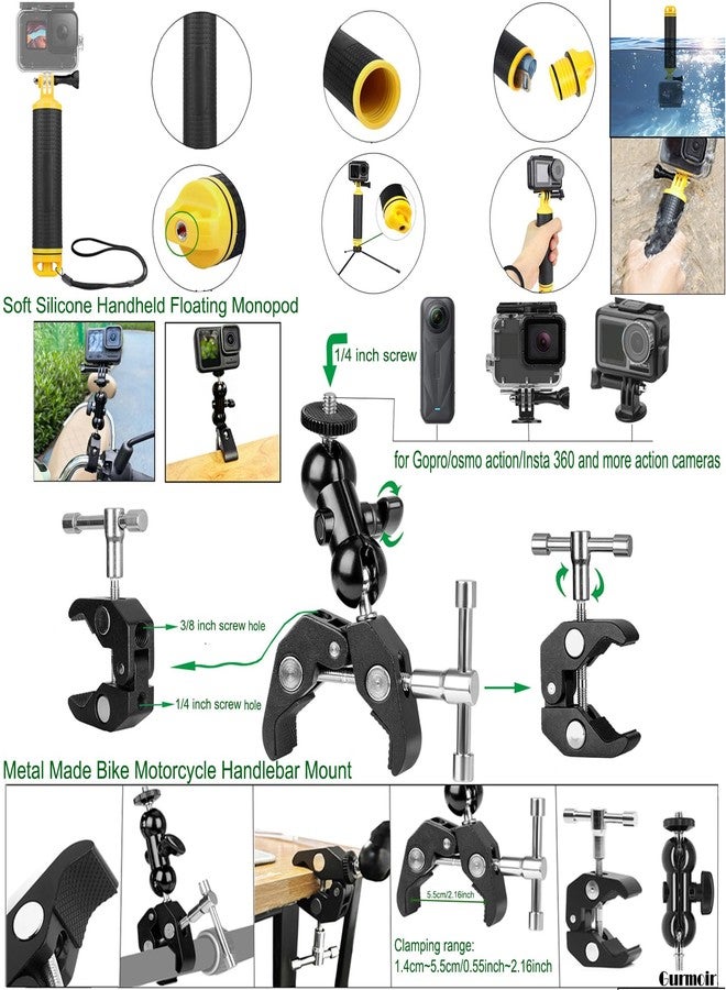 Gurmoir Accessory Kit for Gopro 13/12/11/10/9/Osmo Action 5 pro/4/3/Insta 360 X5/X4/X3 and More Cameras, Bike Mount/Hat Clip/Helmet Strap/Backpack Mount kit for Gopro/Osmo Action/Insta 360(DT18) - Image 2