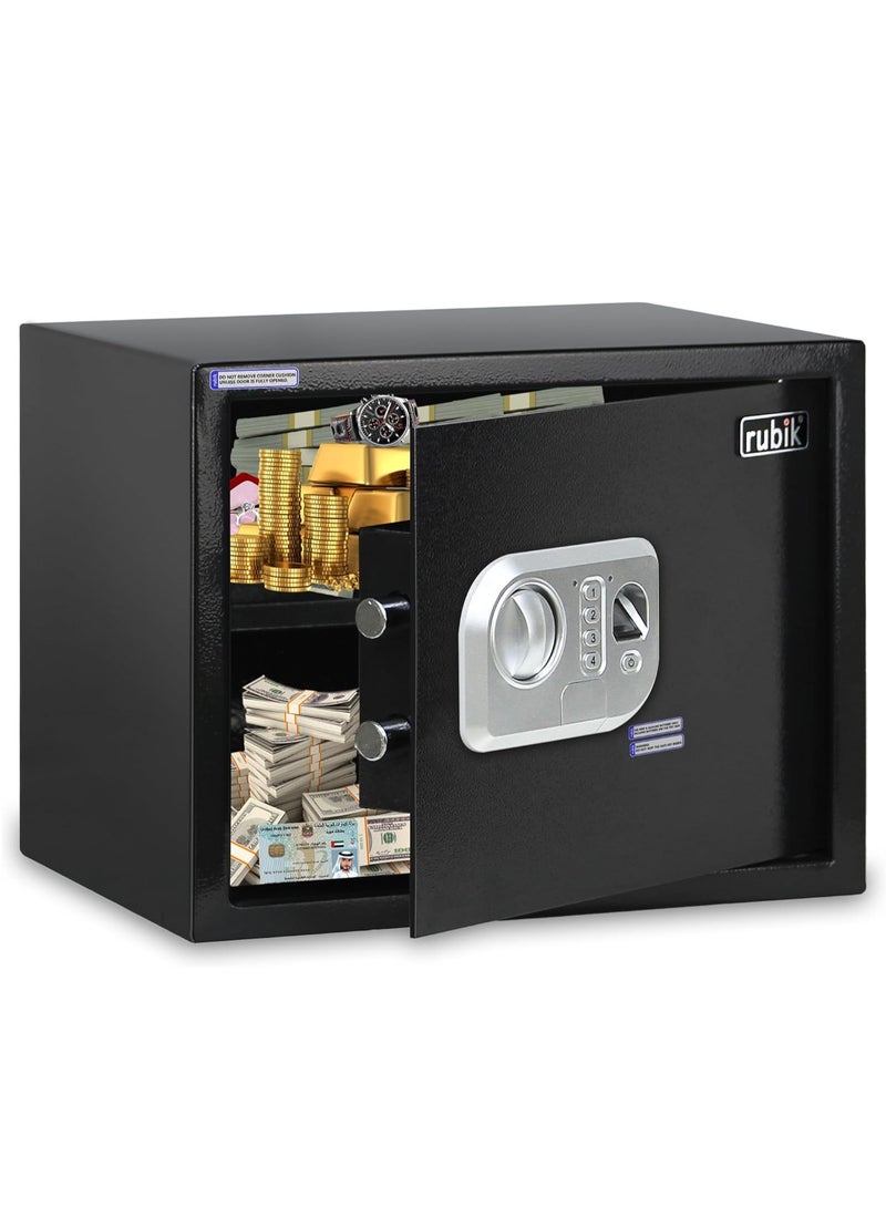 Rubik Large Safe Box Biometric Fingerprint, Digital Keypad and Key Lock, A4 Document Size Safety Locker for Home Office RBFPN30 (8kg, 30x38x30cm) Black - Image 2