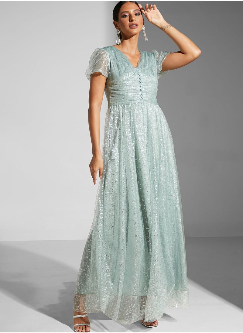 Ella Limited Edition - Shiny Puff Shoulder Gown - Image 1