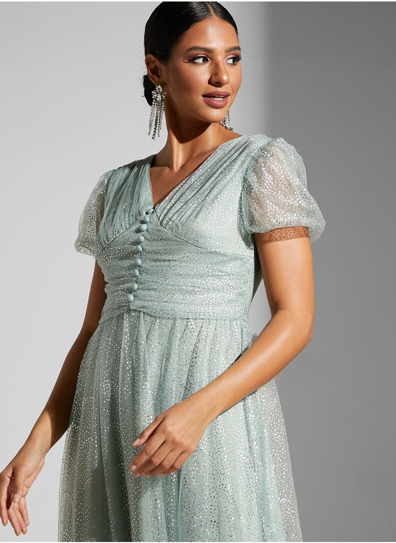 Ella Limited Edition - Shiny Puff Shoulder Gown - Image 1