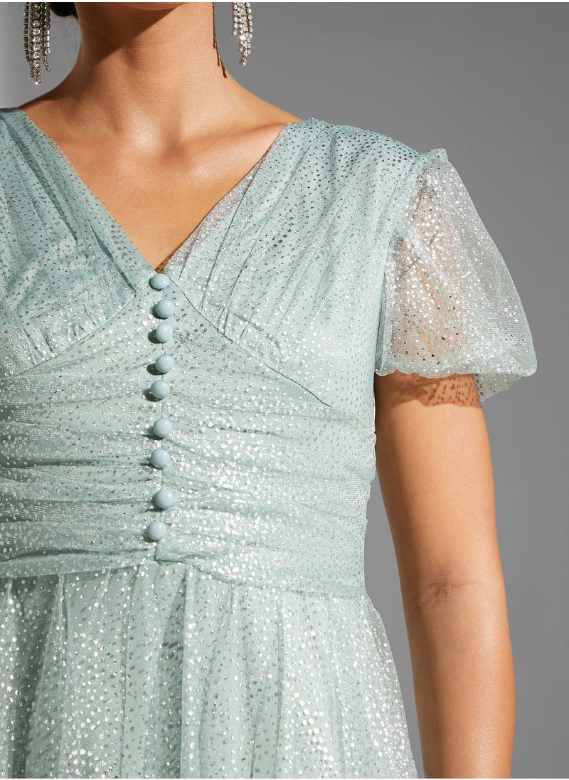 Ella Limited Edition - Shiny Puff Shoulder Gown - Image 1