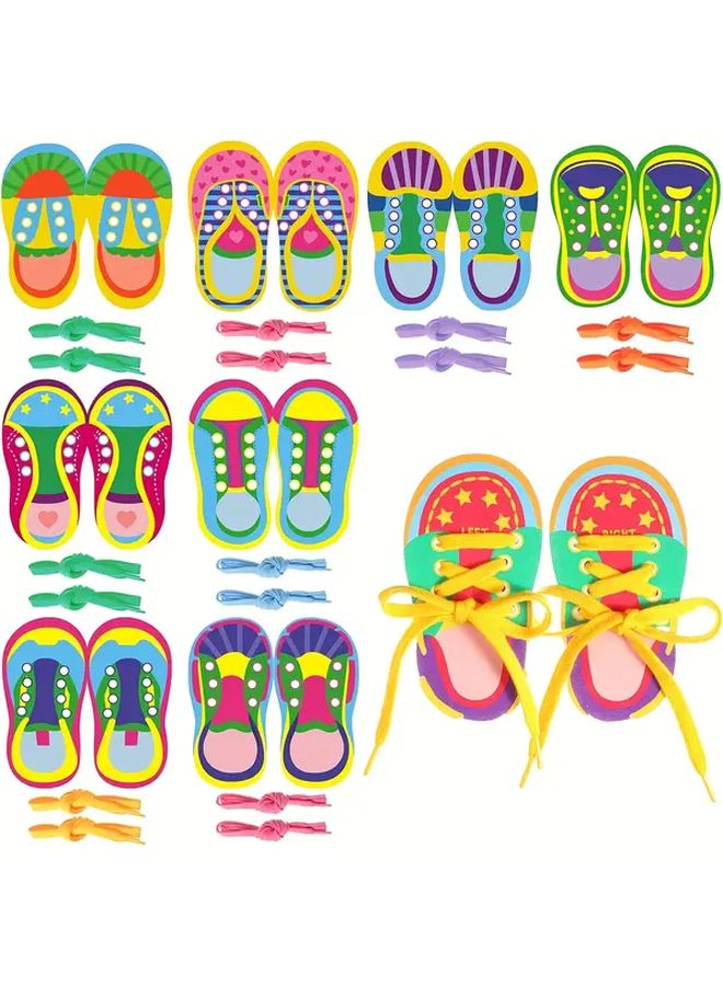 قطعتان من مجموعة بطاقات ممارسة ربط أربطة الأحذية الخشبية، أنماط وألوان عشوائية، لعبة تعليمية مبكرة - Image 2