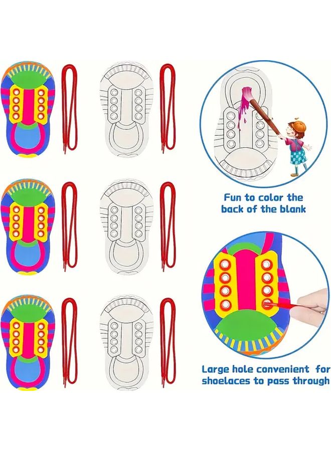 قطعتان من مجموعة بطاقات ممارسة ربط أربطة الأحذية الخشبية، أنماط وألوان عشوائية، لعبة تعليمية مبكرة - Image 5