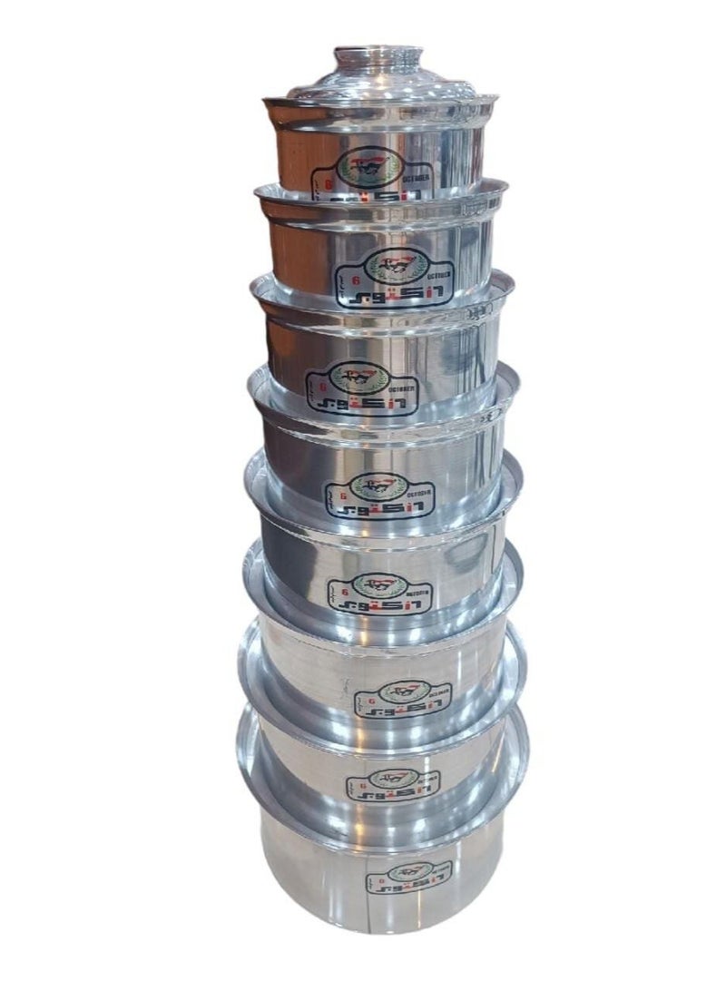 6 أكتوبر طقم قدور ألمنيوم مكون من 8 قدور ماركة 6 أكتوبر صناعة مصرية - Image 3