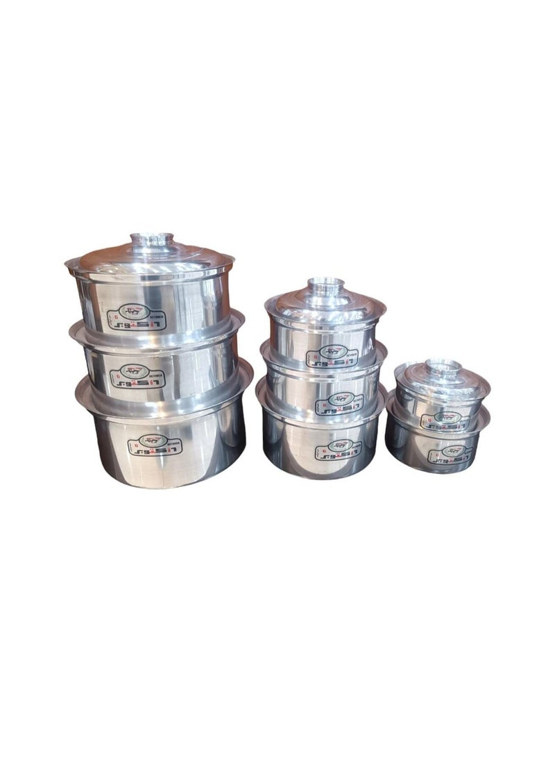 6 أكتوبر طقم قدور ألمنيوم مكون من 8 قدور ماركة 6 أكتوبر صناعة مصرية - Image 4