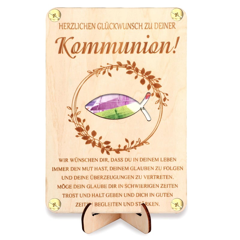 Wooden Communion Money Gift Box With Fish Design For Girls Boys Party Favor - Image 1