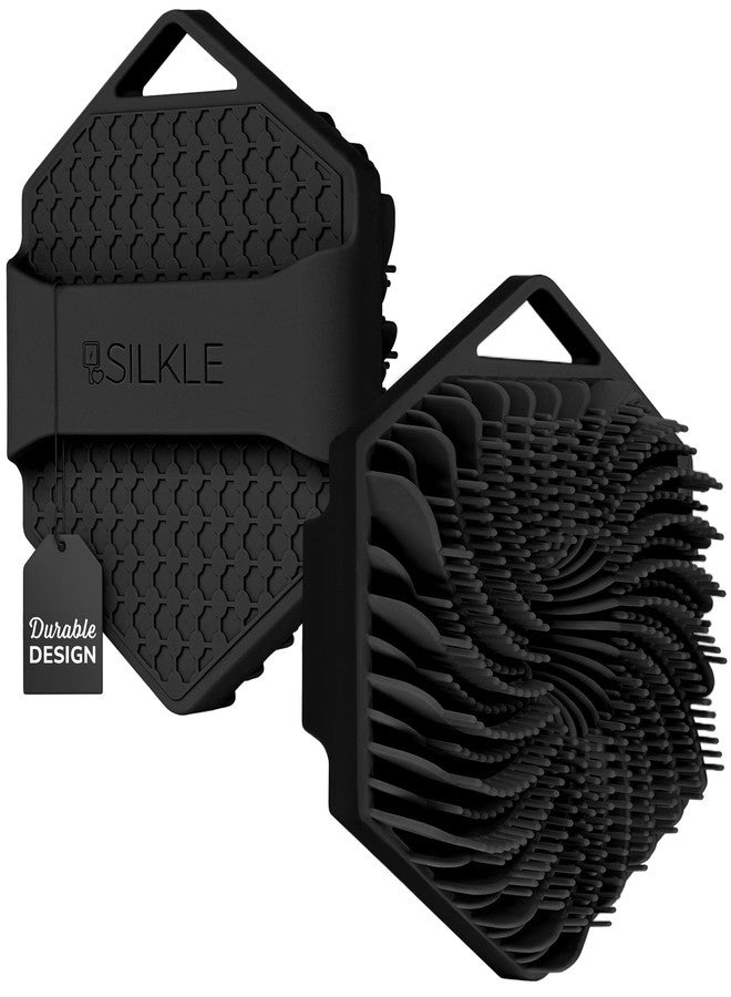 SILKLE Silicone Body Scrubber – Gentle Exfoliating Shower Scrubber for Body & Bath, Silicone Shower Brush & Loofah Alternative – Non-Slip Silicone Body Brush, Quick Dry, Hygienic - Black - Image 1