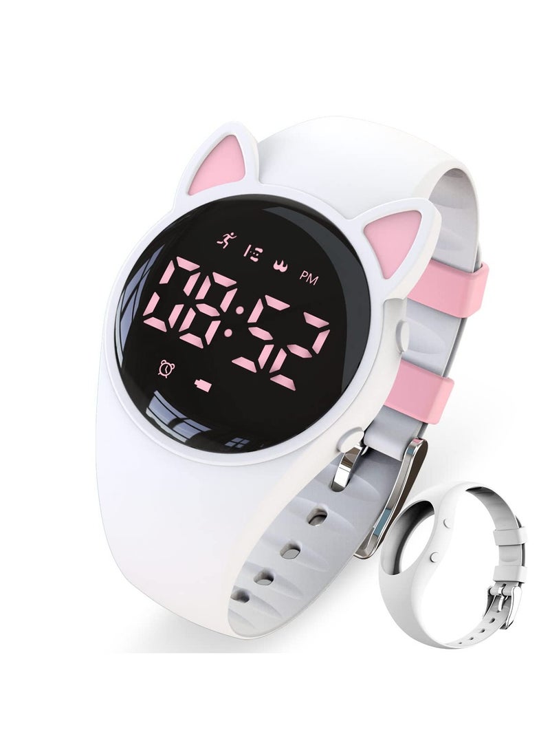 SYOSI Kids Digital Sport Watch, Kids Watch For Girls Boys With Pedometer Alarm Clock Stopwatch Distance Calories Ip68 Waterproof Led Display Great Gift For Children (White)  - Image 1