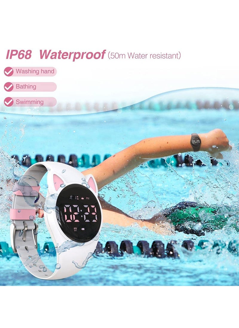SYOSI Kids Digital Sport Watch, Kids Watch For Girls Boys With Pedometer Alarm Clock Stopwatch Distance Calories Ip68 Waterproof Led Display Great Gift For Children (White)  - Image 5
