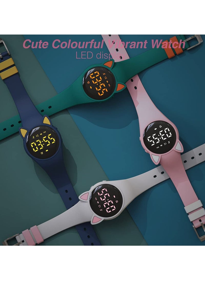 Kids Digital Sport Watch, Kids Watch For Girls Boys With Pedometer Alarm Clock Stopwatch Distance Calories Ip68 Waterproof Led Display Great Gift For Children (White)