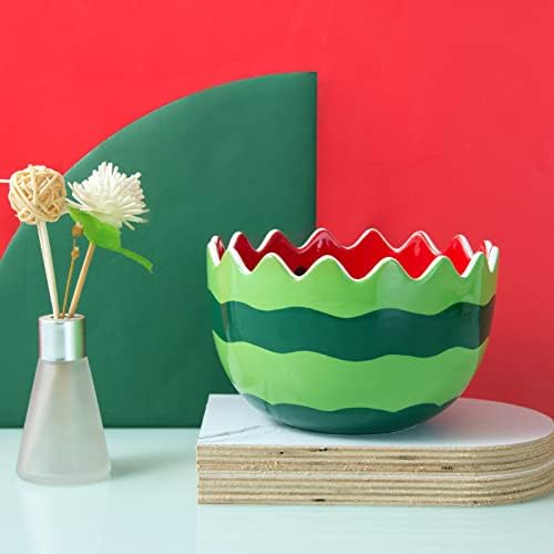123Arts Ceramic Watermelon Hand Painted Salad Bowl Noodle Bowl Soup Bowl Dessert Fruit Bowl64 Inches - Image 5