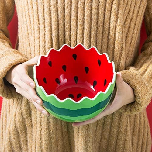 123Arts Ceramic Watermelon Hand Painted Salad Bowl Noodle Bowl Soup Bowl Dessert Fruit Bowl64 Inches - Image 4