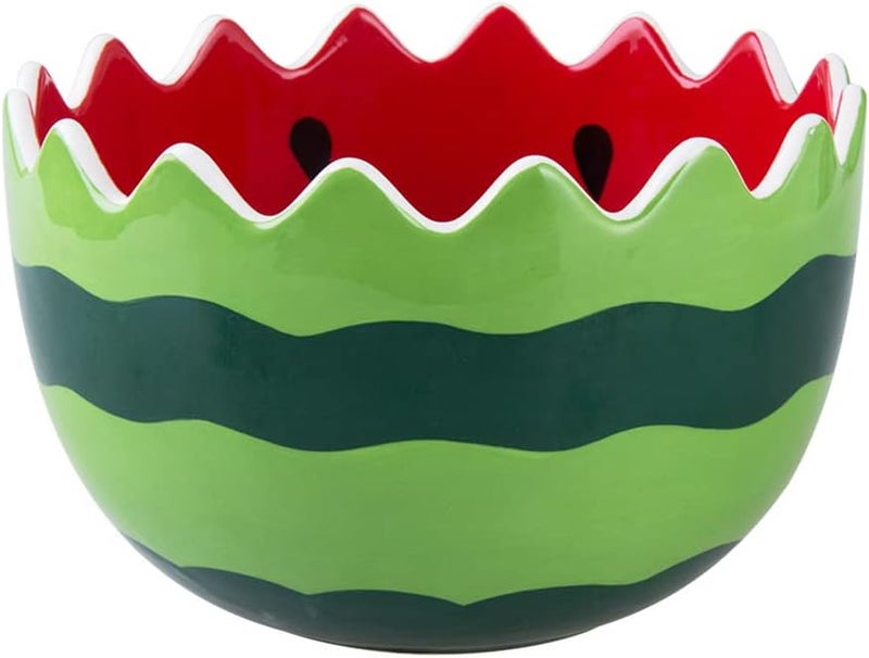 123Arts Ceramic Watermelon Hand Painted Salad Bowl Noodle Bowl Soup Bowl Dessert Fruit Bowl64 Inches - Image 1
