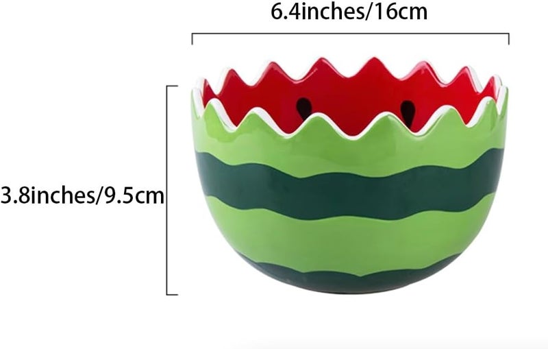 123Arts Ceramic Watermelon Hand Painted Salad Bowl Noodle Bowl Soup Bowl Dessert Fruit Bowl64 Inches - Image 2