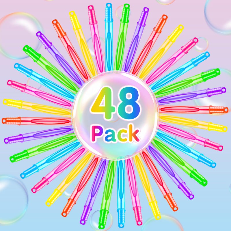 ZIRSENG Bubble Wands 48 Piece In 6 Colors  2Oz Bubbles Party Favors Bulk For Kids  Summer Outdoor Gifts For Boys Girls  Themed Birthday  Carnival  Wedding  Classroom Prizes  Ideal Goodies Bags Stuffers - Image 3