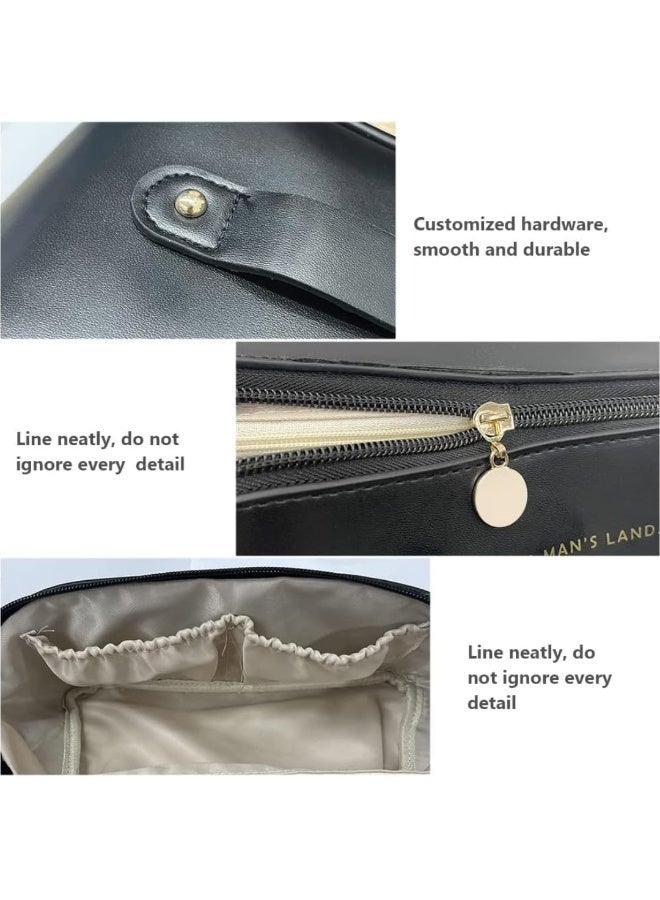 Lazer Travel Cosmetic Makeup Pouches for Women Travel Organizer Bag Portable Pouch Open Flat Toiletry Bag Make Up Organizer with Divider and Handle (Black) - Image 5