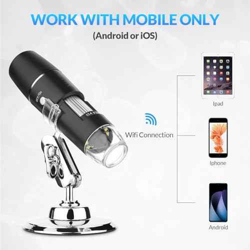 mafiti Handheld Digital Microscope Wireless Portable for Kids Adults 50x-1000x Magnification with 360 Rotate Stand Compatible with iOS/Android iPhone, iPad - Image 2