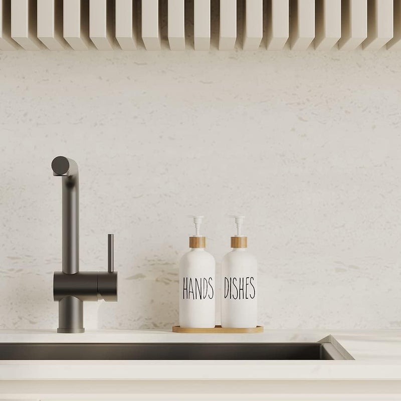 Aeakey Dish Soap Dispenser for Kitchen Sink.Glass Hand Soap Dispenser, Modern Farmhouse Decor for Bathroom,Kitchen Sink Decor - Image 4