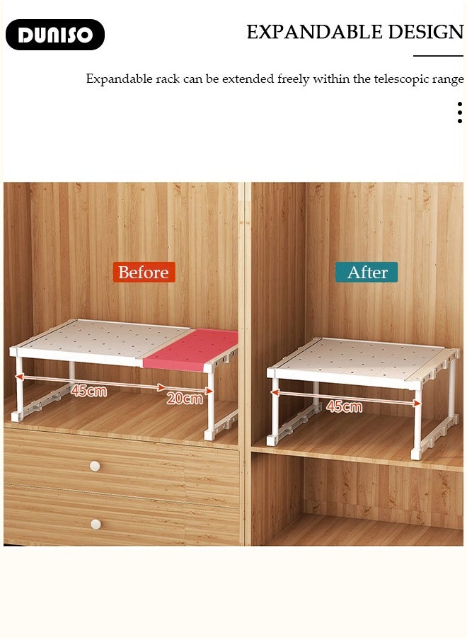 DUNISO - Stackable Closet Shelf, Removable and Expandable Shelves, Wear-Resistant Detachable Shoe Rack, Under Sink Organizers and Storage for Space Save, Adjustable Shelf Rack for Bathroom Kitchen Balcony Cloakroom - Image 1