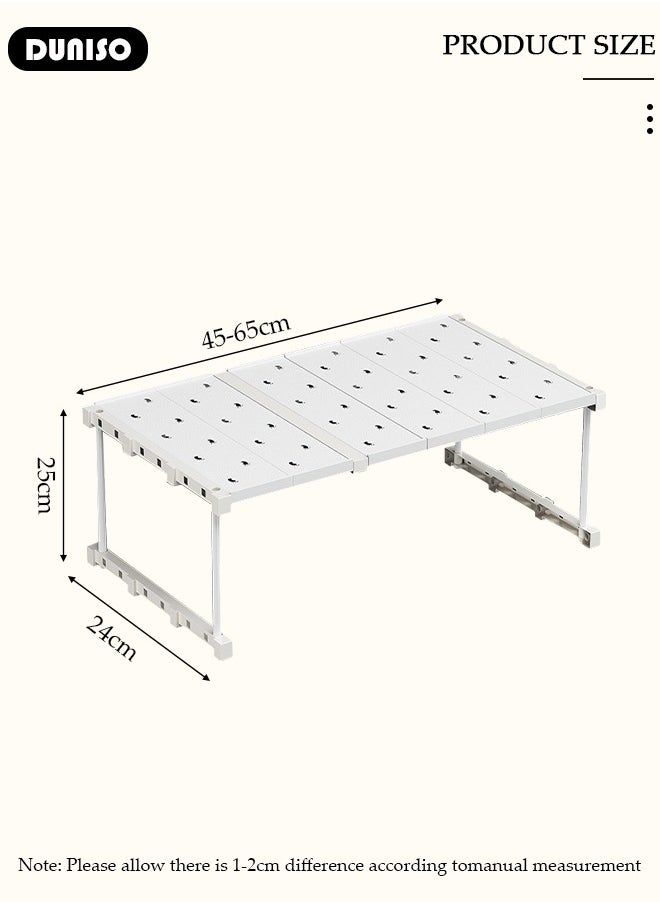 DUNISO - Stackable Closet Shelf, Removable and Expandable Shelves, Wear-Resistant Detachable Shoe Rack, Under Sink Organizers and Storage for Space Save, Adjustable Shelf Rack for Bathroom Kitchen Balcony Cloakroom - Image 1