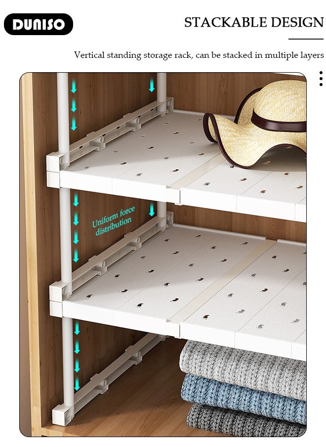 DUNISO - Stackable Closet Shelf, Removable and Expandable Shelves, Wear-Resistant Detachable Shoe Rack, Under Sink Organizers and Storage for Space Save, Adjustable Shelf Rack for Bathroom Kitchen Balcony Cloakroom - Image 1