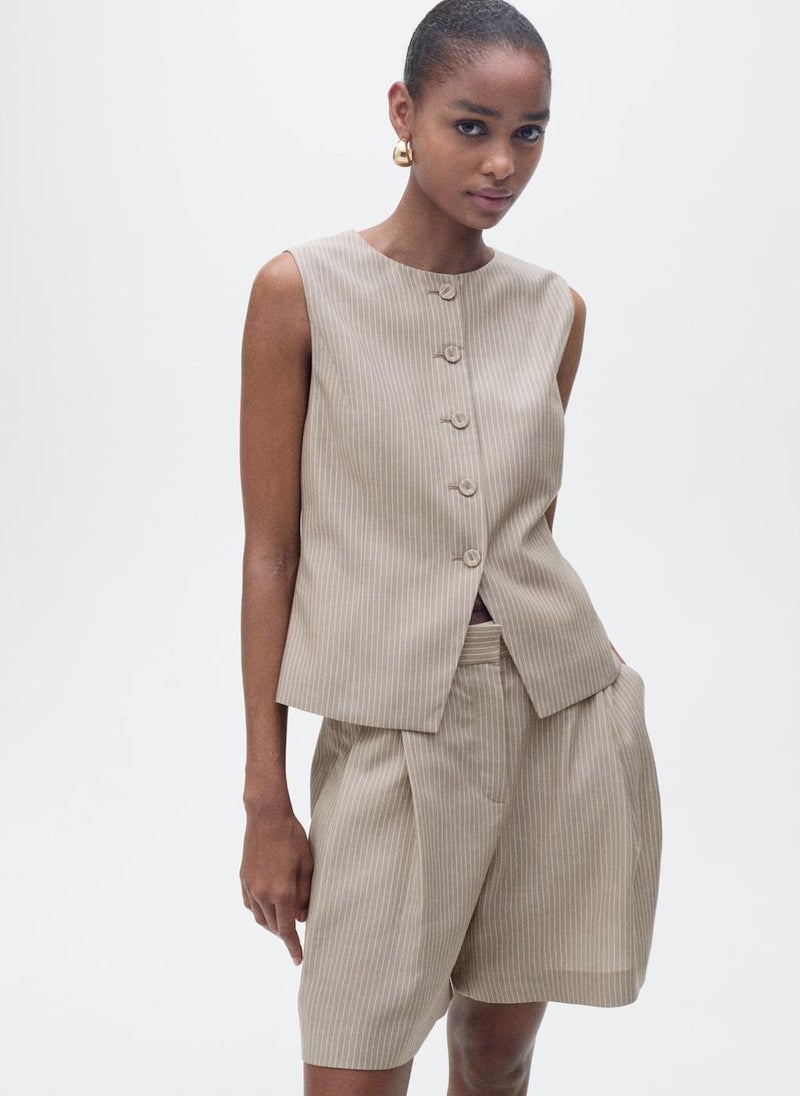 MANGO - Striped Suit Bermuda Shorts - Image 1