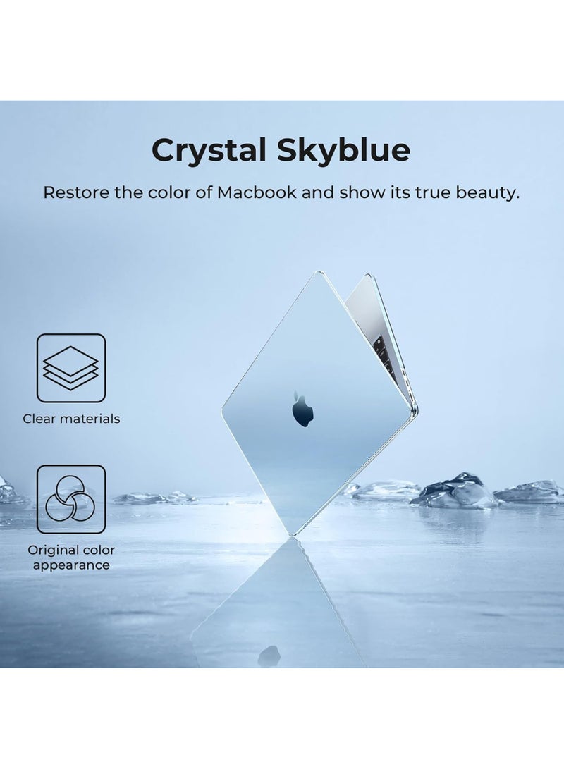 Rock Pow Case Compatible for New MacBook Air 13.6 inch M4 M3 M2 2025 2024 2022 Release,A3240 A3113 A2681 [Official Sky Blue Match] [Logo-Clear],M2 M3 M4 Air 13 Plastic Hard Shell Cover-Crystal Sky Blue - Image 3