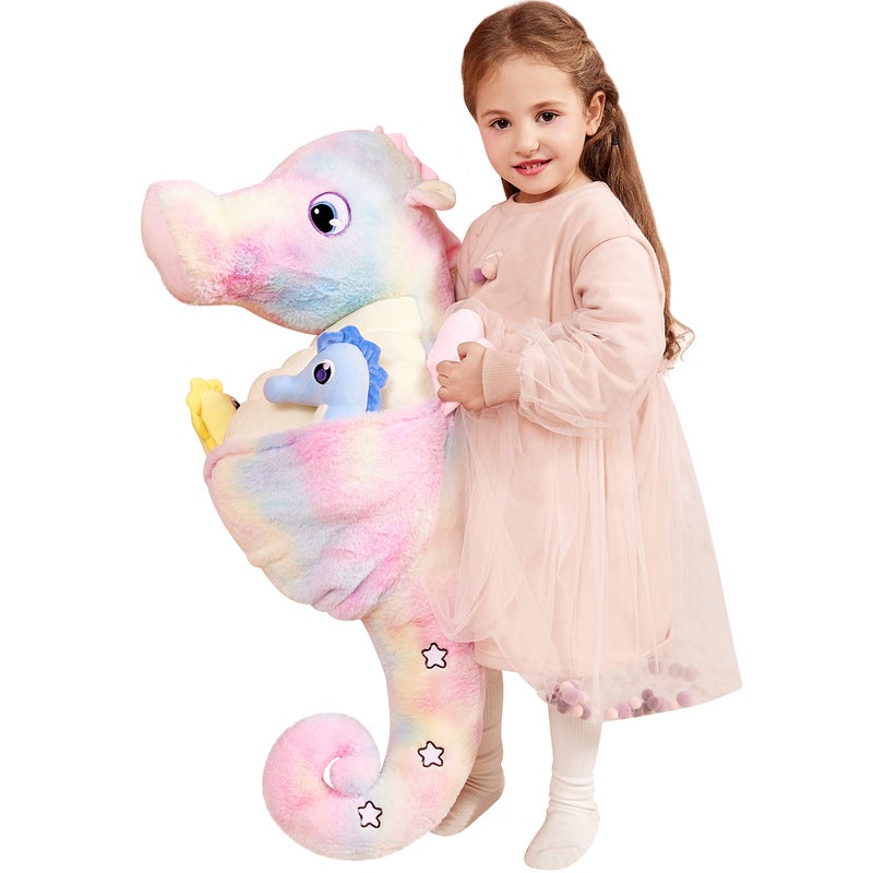 IKASA Giant Seahorse Stuffed Animal Plush Toy30 Large Sea Horse Cute Jumbo Soft ToysHuge Big Size Plushy Plushie with Two BabiesGifts for Kids - Image 2