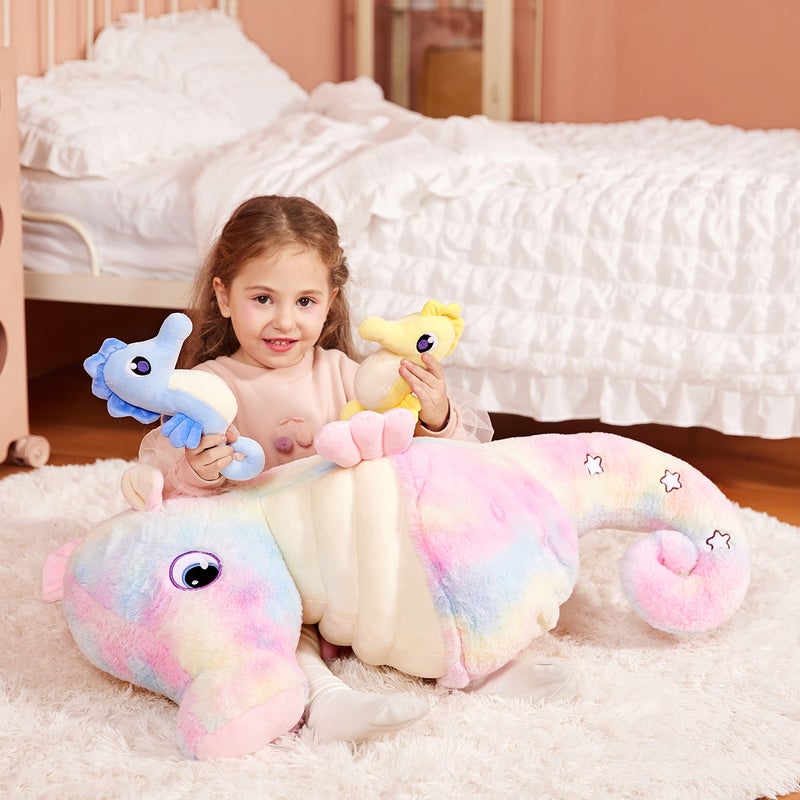IKASA Giant Seahorse Stuffed Animal Plush Toy30 Large Sea Horse Cute Jumbo Soft ToysHuge Big Size Plushy Plushie with Two BabiesGifts for Kids - Image 3