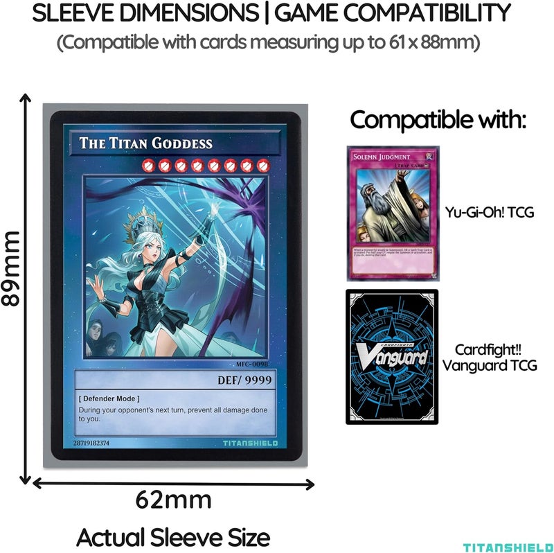 TitanShield (150 Sleeve/Silver) Small Japanese Sized Trading Card Sleeves Deck Protector Compatible with Yu-Gi-Oh!, Cardfight Vanguard & Photocards - Image 4