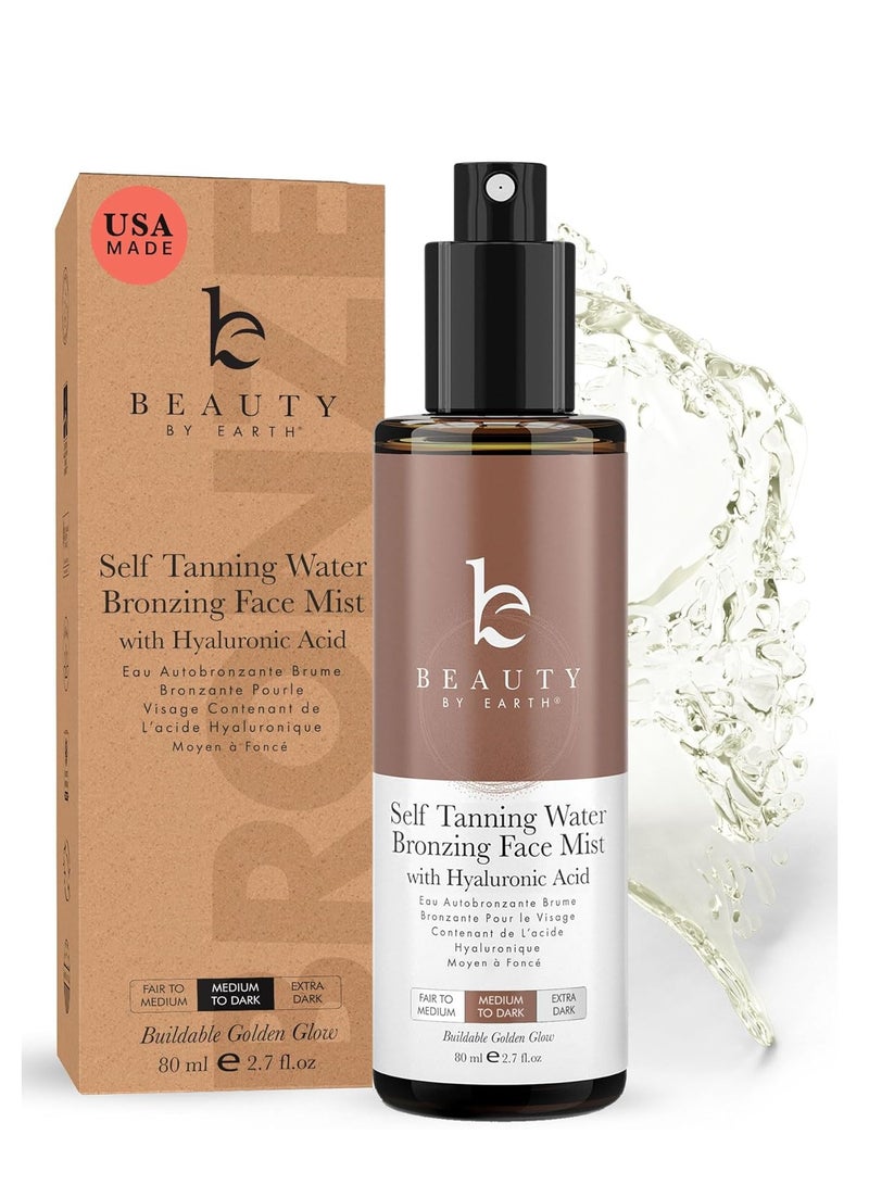Beauty by Earth Beauty by Earth Self Tanning Face Mist - Medium to Dark Fake Tan Face Tanning Spray - Sunless Tanning Spray Facial Tanner - Face Tan Spray - Tanning Water Spray - Face Tanner Mist - Image 1