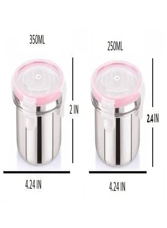 ODMART Stainless Steel Tiffin Containers Leak Proof Click & Seal Airtight Lunch Box Rust Free Easy Grip Travel Containers 250ml 350ml Tumbler Fusion (Pack of 2) - Image 2