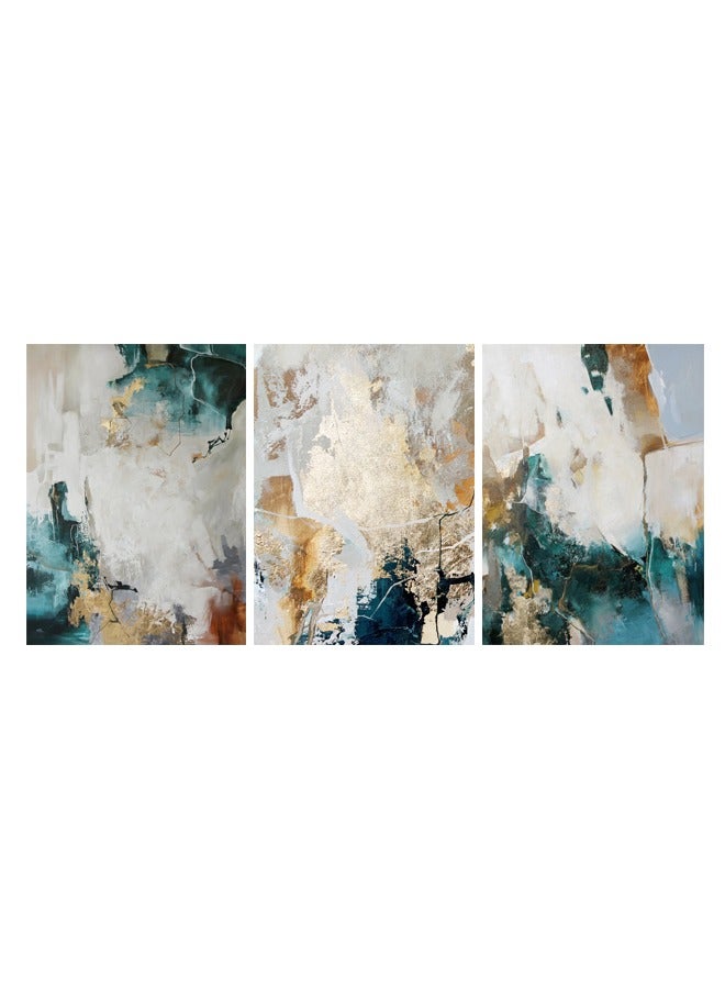 Marktna Set Of 3 Framed Canvas Wall Arts Stretched Over Wooden Frame with an Abstract Design - Image 2