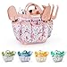 Grenebo Kids Gardening Set Toys Quality Garden Tool Kit for Kids and Toddlers Includes Two Shovels Garden hatRake ApronGloves Watering Can and Tool Bag Pink - Image 3