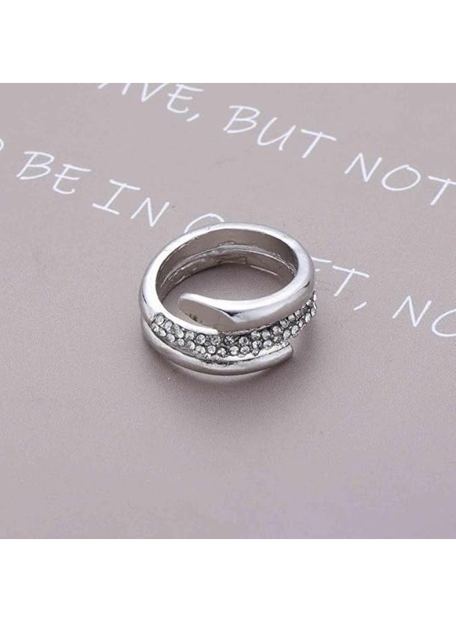 Vintage Crystal Wrap Ring Rhinestone Spiral Helix Rings Silver Cz Cuff Rings Adjustable Open Finger Ring Jewelry for Women - Image 4