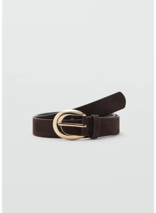 Leather Belt With Oval Buckle