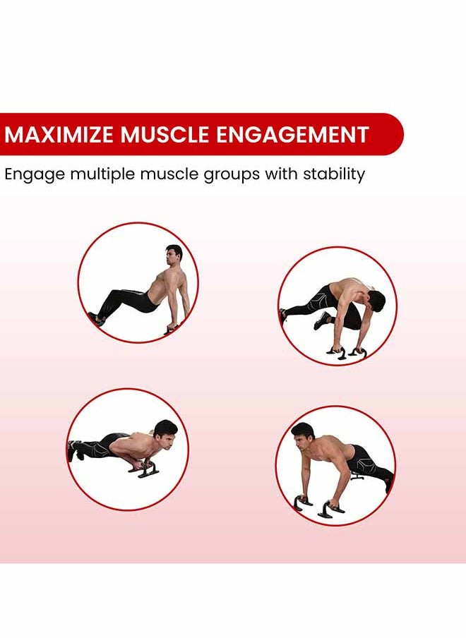 ENDLESS  - Endless EL1042 Push Up Stands With Foam Handle | Blank and Red | Material : Steel, Plastic | For Upper Body Workouts with Comfortable Foam Grip and Non-Slip Bars and Less Wrist Strain - Image 1