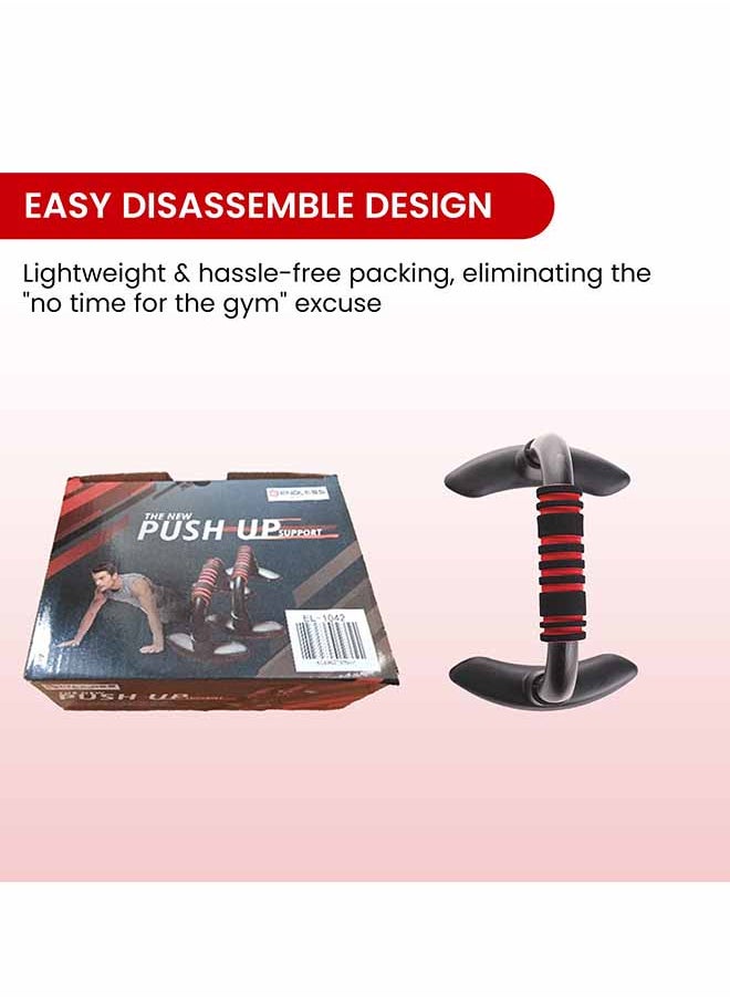 ENDLESS  - Endless EL1042 Push Up Stands With Foam Handle | Blank and Red | Material : Steel, Plastic | For Upper Body Workouts with Comfortable Foam Grip and Non-Slip Bars and Less Wrist Strain - Image 1