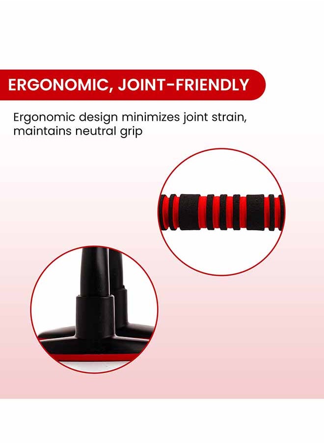 ENDLESS  - Endless EL1042 Push Up Stands With Foam Handle | Blank and Red | Material : Steel, Plastic | For Upper Body Workouts with Comfortable Foam Grip and Non-Slip Bars and Less Wrist Strain - Image 1
