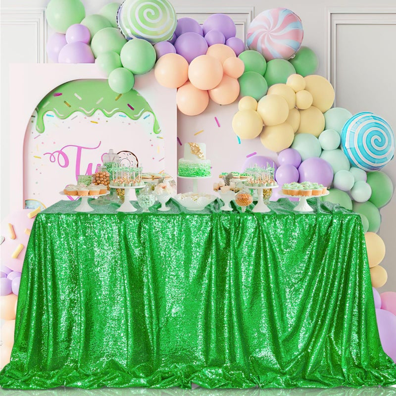 كوين دريم Queendream Sparkly equin tablecloth - Green Table Cloth 50x80 Inges Rectangle Table Table Awork - Image 1