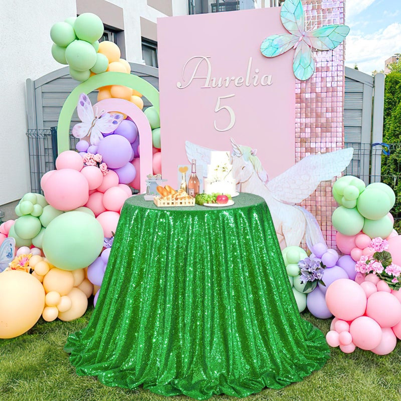 كوين دريم Queendream Sparkly equin tablecloth - Green Table Cloth 50x80 Inges Rectangle Table Table Awork - Image 4